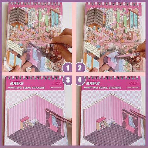 كتاب مشهد ملصق ثلاثي الأبعاد ، علاج الملصقات للبالغين ، تشمل 20 منزلًا جميلًا متساويًا في الفضاء ثلاثي الأبعاد ملصقات مشهد مشهد ، ملصقات فنية لطيفة للفتيات in Kuwait