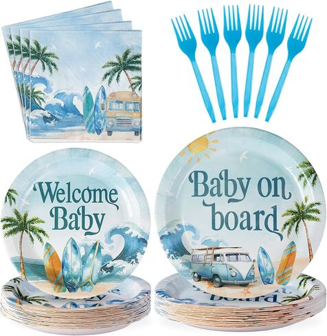 Grencian 96Pcs Pool Party Decorations Pink Flamingo Pool Plates and Napkins Tableware Sets Summer Splish Splash Birthday Decorations for Boys Girls Baby Shower Beach Party Supplies Serves 24 in Saudi Arabia