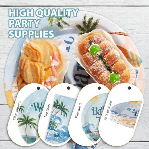 Grencian 96Pcs Pool Party Decorations Pink Flamingo Pool Plates and Napkins Tableware Sets Summer Splish Splash Birthday Decorations for Boys Girls Baby Shower Beach Party Supplies Serves 24 in Saudi Arabia