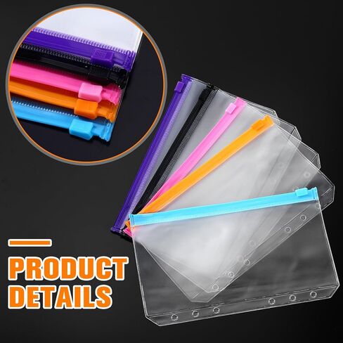 Leinuosen 50 Pieces Plastic Envelopes with Zipper Clear Pencil Case Bulk File Bag Bill Bag Letter Size (5 Colors) in Kuwait