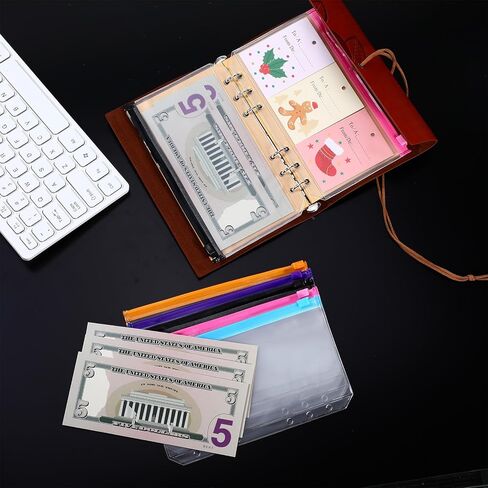 Leinuosen 50 Pieces Plastic Envelopes with Zipper Clear Pencil Case Bulk File Bag Bill Bag Letter Size (5 Colors) in Kuwait