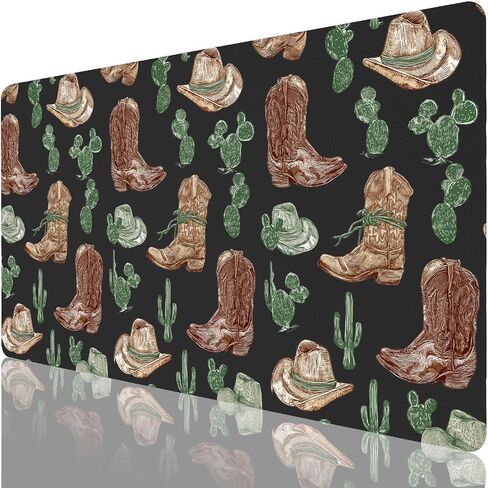 Cool Bow Cowgirl Office Desk Pad 23.6''X11.8''Kawaii Cute Design Desktop Pad Pu Leather Large Mouse Mat Aesthetic Soft Waterproof Non-Slip Table Mat for Girls Women Home Work Computer Game in Saudi Arabia