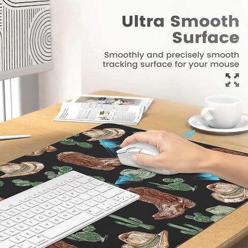 Cool Bow Cowgirl Office Desk Pad 23.6''X11.8''Kawaii Cute Design Desktop Pad Pu Leather Large Mouse Mat Aesthetic Soft Waterproof Non-Slip Table Mat for Girls Women Home Work Computer Game in Saudi Arabia