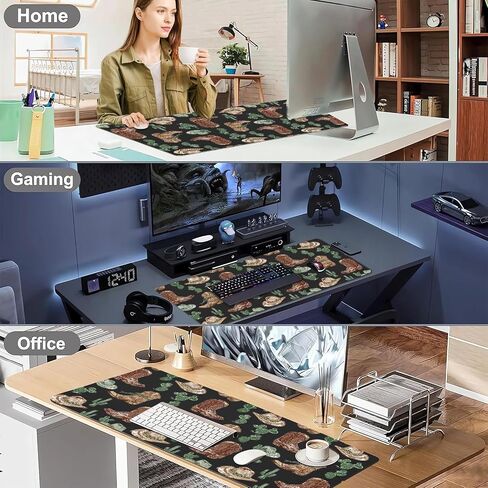 Cool Bow Cowgirl Office Desk Pad 23.6''X11.8''Kawaii Cute Design Desktop Pad Pu Leather Large Mouse Mat Aesthetic Soft Waterproof Non-Slip Table Mat for Girls Women Home Work Computer Game in Saudi Arabia