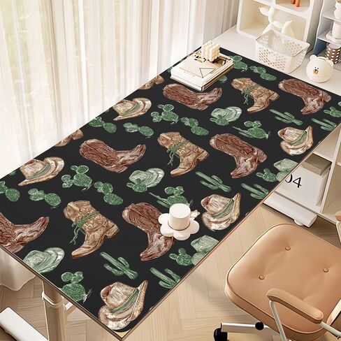 Cool Bow Cowgirl Office Desk Pad 23.6''X11.8''Kawaii Cute Design Desktop Pad Pu Leather Large Mouse Mat Aesthetic Soft Waterproof Non-Slip Table Mat for Girls Women Home Work Computer Game in Saudi Arabia