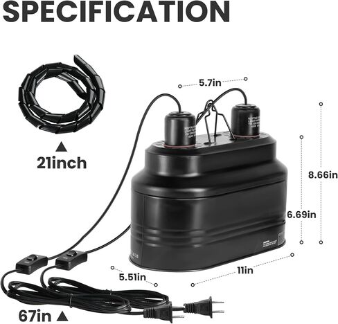 Simple Deluxe Dual Dome Reptile Light Fixture with Separate Switches, Fits Max 160W Reptile Heat Lamp/UVB Light, for Amphibians Terrarium and Tortoise Habitat in Saudi Arabia