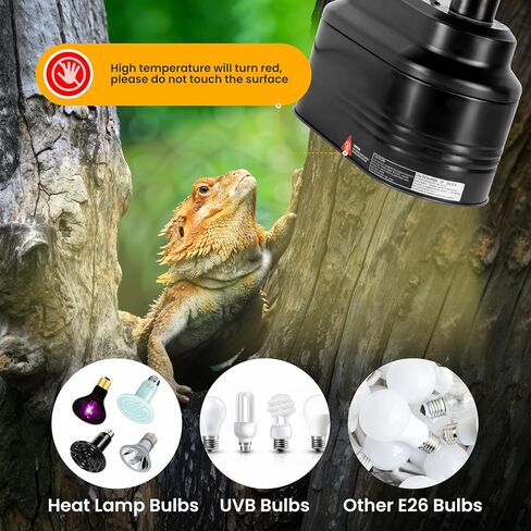 Simple Deluxe Dual Dome Reptile Light Fixture with Separate Switches, Fits Max 160W Reptile Heat Lamp/UVB Light, for Amphibians Terrarium and Tortoise Habitat in Saudi Arabia