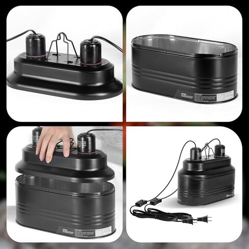 Simple Deluxe Dual Dome Reptile Light Fixture with Separate Switches, Fits Max 160W Reptile Heat Lamp/UVB Light, for Amphibians Terrarium and Tortoise Habitat in Saudi Arabia