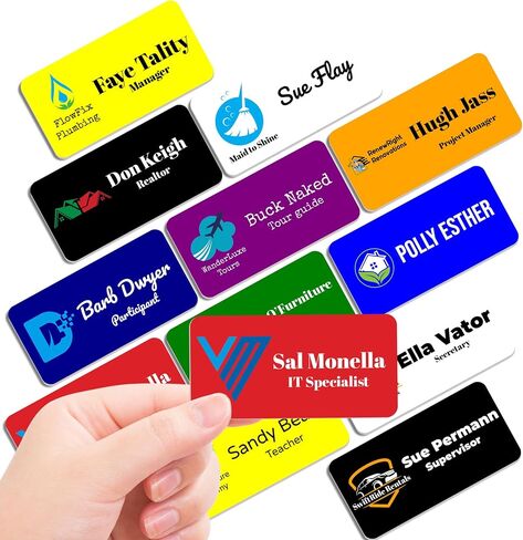 السفن في اليوم التالي Magnet ME UP شارة علامة اسم مغناطيسي مطبوعة مخصصة مع شعار ، 1.5 × 3 بوصة ، ملصق تعريف كامل اللون ، للمدارس ، المكاتب ، الشركات ، المصنوعة في الولايات المتحدة الأمريكية in Kuwait