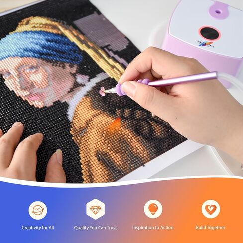 Zellina Diamond Art Painting Pen Kit for Adults, 3 Adjustable Suction Level,Three types of pen tips with Storage Tray, Accessories Tool for Setting AB Stones Without Wax, Quiet and Long-Lasting（Purple in Saudi Arabia