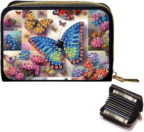 حامل عملة بطاقة الائتمان ، DIY Diam Miamond Art Painting Leather Szipper Card Wallet for Women-2pcs in Kuwait