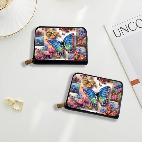 حامل عملة بطاقة الائتمان ، DIY Diam Miamond Art Painting Leather Szipper Card Wallet for Women-2pcs in Kuwait
