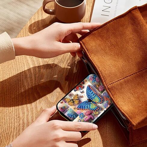حامل عملة بطاقة الائتمان ، DIY Diam Miamond Art Painting Leather Szipper Card Wallet for Women-2pcs in Kuwait