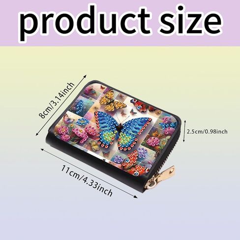 حامل عملة بطاقة الائتمان ، DIY Diam Miamond Art Painting Leather Szipper Card Wallet for Women-2pcs in Kuwait