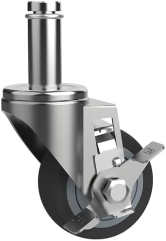 4-Inch Caster for Wire Shelving Racks, Heavy Duty Scaffolding Wheel with Brake, Set of 4 Metro Shelving Replacement Wheels(.864" x 2-3/16") in Kuwait