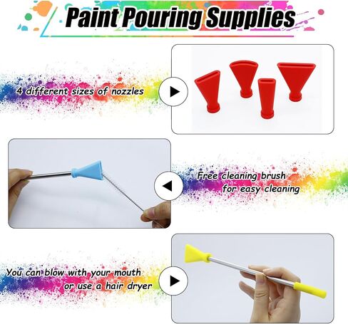 4pcs فوهات القش الفولاذ المقاوم للصدأ الفولاذ المقاوم المقاوم للصدأ مجموعة لوازم صب الطلاء الأكريلي in Kuwait