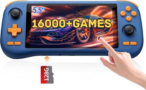 kinhank K56 Retro Handheld Game Console, Support 16000+ Games, Equipped with 128G TF Card, Android 14.0 System, Portable Retro Video Game Console, 5.5 Inch IPS Touch Screen, 2.4G/5G, BT 5.0 (128GB) in Saudi Arabia