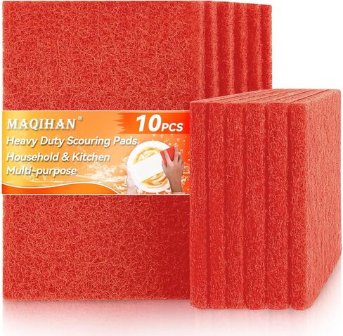 Heavy Duty Scouring Pad - 12PCS Scouring Pads for Heavy Duty Cleaning Scrubbing Pads for Kitchen Bathroom Household Cleaning Dish Scrubber Scrub Sponges for Oven Barbecue Grill Bathtub in Saudi Arabia