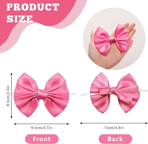 24 Pcs Satin Hot Pink Ribbon Twist Tie Bows for Treat Bags 3.5inches Pink Bows for Crafts Premade Bows Decorating Gifts Wrapping Bows for Pop Candy Apples Cake Bakery Wedding Party in Saudi Arabia