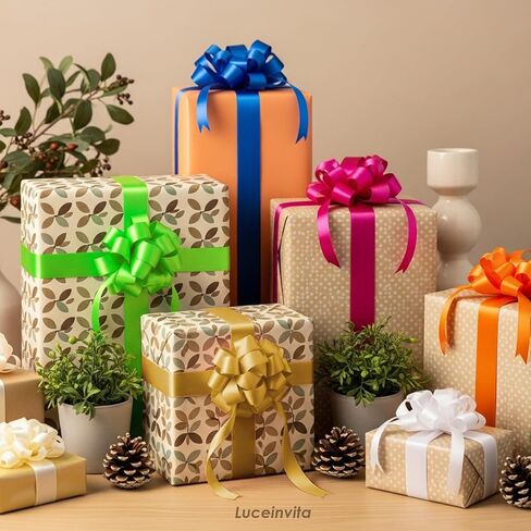 12pcs سحب أقواس لالتفاف الهدايا ، 6 بوصات هدية القوس للسلال عيد الميلاد يعرض زهرة باقة عيد ميلاد شريط الزفاف أقواس الزفاف (ألوان متعددة) in Kuwait
