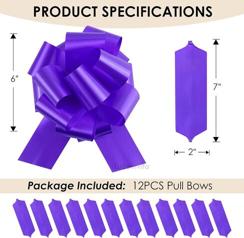 12pcs سحب أقواس لالتفاف الهدايا ، 6 بوصات هدية القوس للسلال عيد الميلاد يعرض زهرة باقة عيد ميلاد شريط الزفاف أقواس الزفاف (ألوان متعددة) in Kuwait
