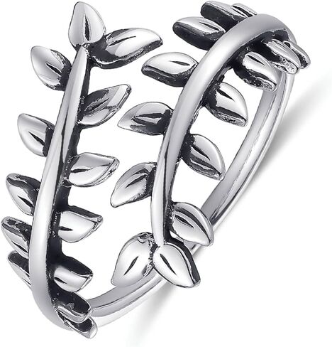 افيكون خواتم نحاسية قابلة للتعديل مطلية بالروديوم على شكل ورقة شجر للنساء، خواتم كرمة عتيقة، خواتم زهرة الاقحوان، خواتم مفرغة، معدن غير ثمين، بدون احجار كريمة in Kuwait