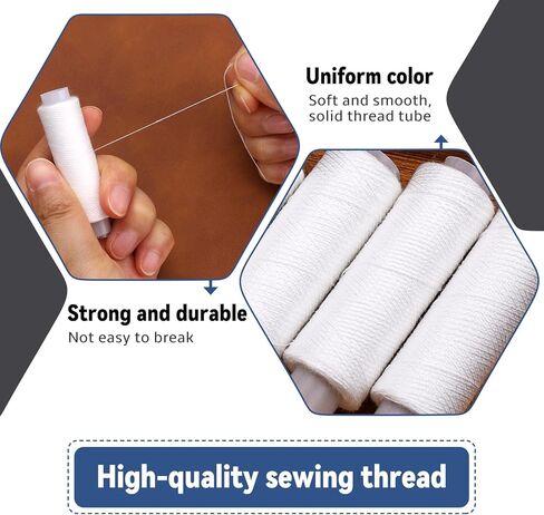 Bupete 2 Rolls White Thread for Sewing, 200 Yards Each Roll Sewing Thread, Polyester Threads for Sewing Machine Embroidery Hand Stitching in Kuwait