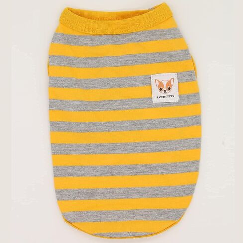 LOPHIPETS 100% Cotton Striped Dog Shirts for Small Dogs Chihuahua Puppy Clothes Tank Vest-Yellow and Gray Strips/L in Saudi Arabia