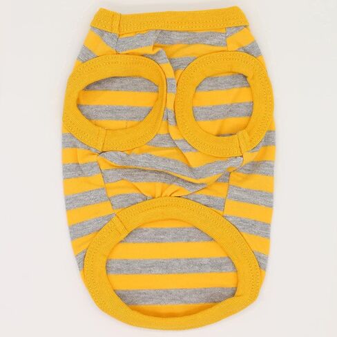 LOPHIPETS 100% Cotton Striped Dog Shirts for Small Dogs Chihuahua Puppy Clothes Tank Vest-Yellow and Gray Strips/L in Saudi Arabia