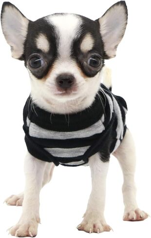 LOPHIPETS 100% Cotton Striped Dog Shirts for Small Dogs Chihuahua Puppy Clothes Tank Vest-Yellow and Gray Strips/L in Saudi Arabia