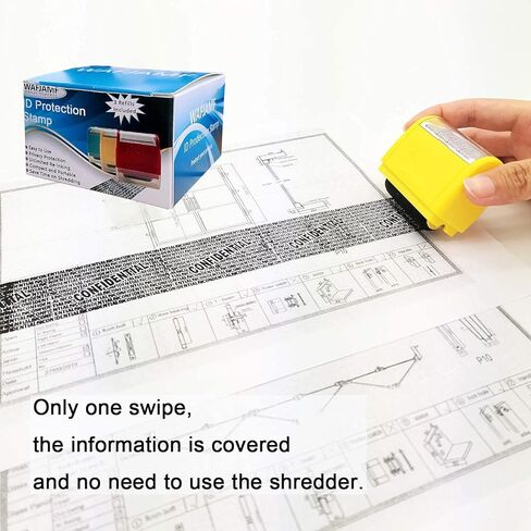 ختم سرقة الهوية من WAFJAMF Roller Stamp مثالي لحماية الخصوصية (أحمر) in Kuwait