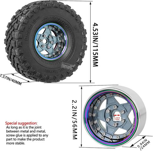 RC Aluminium 1.9in إطارات الإطارات و 1.9in ترقيات حافة العجلات Beadlock جزء لـ 1/10 RC Crawler SCX10 TRX4 VS4-10 GEN8.AOLLY RIM 1.9inch Beadlock Wheel Hub Rim （Brown）） in Saudi Arabia