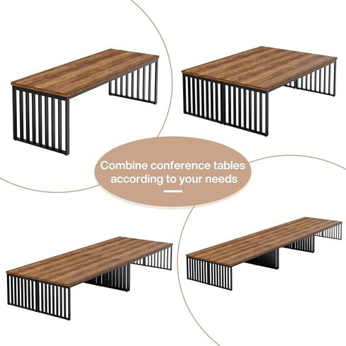 Tribesigns 6.5 ft Conference Table, Small Conference Room Table for 4, Industiral Long Meeting Table with Metal Legs for Seminar, Business or Negotiation (1, Brown + Black) in Kuwait