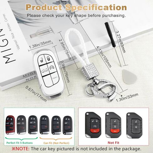 PIFOOG Key Fob Cover for Nissan Rogue Pathfinder 2023 5 Button Car Keys Case Shell Cute Bling Keychain Smart Remote Key Protector Accessories TPU Girly Women White Silver in Kuwait