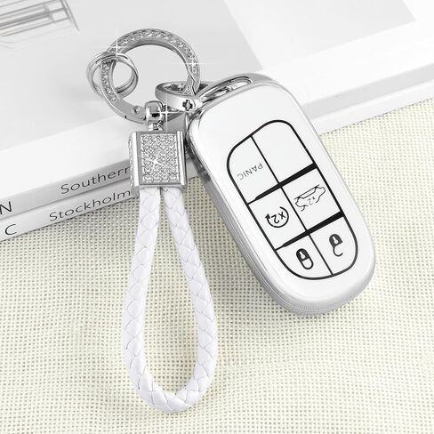 PIFOOG Key Fob Cover for Nissan Rogue Pathfinder 2023 5 Button Car Keys Case Shell Cute Bling Keychain Smart Remote Key Protector Accessories TPU Girly Women White Silver in Kuwait