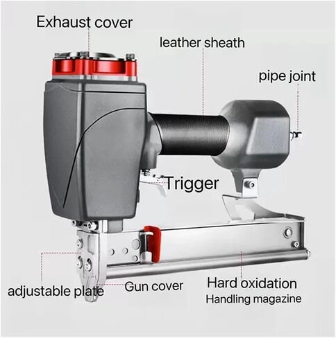 Oil-Free Pneumatic Staple Gun Heavy-Duty Stapler 440KA Nail Gun Portable Nails Gun Stapler Suitable for Decoration Wooden Frame Making in Saudi Arabia