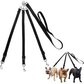 Triple Dog Leash with No-Tangle Design, Adjustable 21.6-31.4 inches, 360° Rotating, Multi-Dog Walker