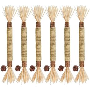 6 Pcs Natural Silvervine Sticks Catnip Toys - Cat Toys Indoor Cats Interactive Matatabi Dental Care Teething Chew Toys for Cats and Kittens Who Love to Chew