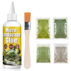 100ml Turf Glue for Artificial Grass, Grass for Diorama, Static Grass for Miniature Terrain Basing Set Turf Adhesive Fast Bonding, Dries Clear, 30g *4 Scenery Flocks Spring, Summer, Autumn, Dry Brown