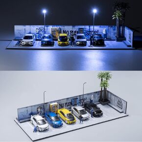 Display Case for Hot Wheels,1/64 Diorama Display Case,Graffiti Scene with LED,Display Case for 1/64 Diorama Matchbox & Hot Wheels Cars