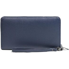 RFID Blocking Double Zipper Long Clutch Wallet Cellphone Wallet for Women with Hand Strap for Card, Cash, Coin, Bill (Brown)