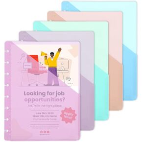 Discbound Pocket Dividers 5 Pcs Junior Size Binder Dividers with Pockets 8-Hole Notebook Dividers Discbound Junior Pocket Folder Plastic Index Dividers Notebook Planner for Binder Folder Office (8.8x6