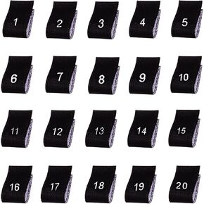 Woven Size Label Tabs Cut and Loop Folded Size Tags Clothing Garment Accessories Number Sizes 1-20 (7, 50 pcs - White)