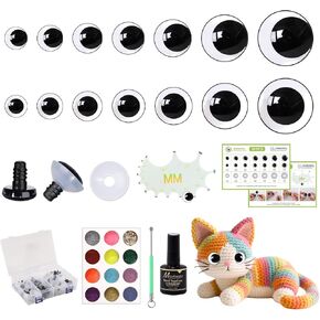 MUCUNNIA 160PCS Clear Safety Eyes 12-30MM Safety Eyes for Crocheting with Washers DIY Clear Moon Safety Eyes for Amigurumi 3D Moon Crochet Eyes Doll Eyes for Animals Teddy Bear Crochet Toy