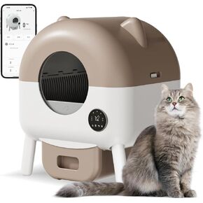 Automatic Cat Litter Box,Self Cleaning Litter Box Large Capacity for Multiple Cats with App Control and Safety Protection,2 Roll Litter Bags