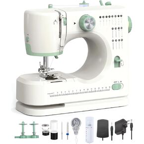 Beginner Sewing Machine Portable Sewing Machine with 12 Stitch Modes, Dual Needle & Adjustable Speed Lightweight Design, Foot Pedal Ideal for Adults, Home DIY & Crafts (12 Stitch)