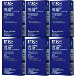 (6 Pack Value Bundle) EPSERC38BR ERC38BR Ribbon, Black/Red
