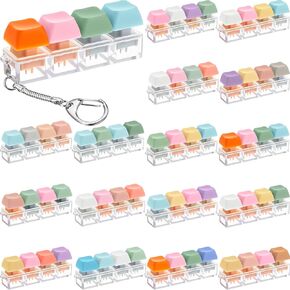 16 Pcs Keyboard Fidget Toy Fidget Keyboard Keychain Finger Clicker Stress Relief Decompression Button Finger Toys for Office Gifts Adults to Relief Stress