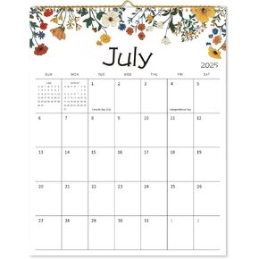 تقويم الحائط 2025-2026-15 "× 12" تقويم الجدار الشهري مع تصميم الأزهار يمتد من يوليو 2025 إلى ديسمبر 2026 ، والكتل الكبيرة ، والورق الكثيف ، وملزمة مزدوجة ، مثالية للتخطيط ، تنظيم ، وجدولة حياتك