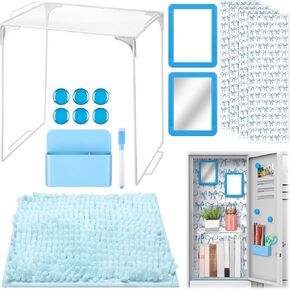 Pinkunn 16 Pcs Locker Accessories Kit Locker Organizer Bow Wallpaper Magnetic Whiteboard Magnet Mirror Dry Eraser Marker Rug Magnetic Storage Cup Organizing Shelf Back to School Party Supply(Pink Bow)